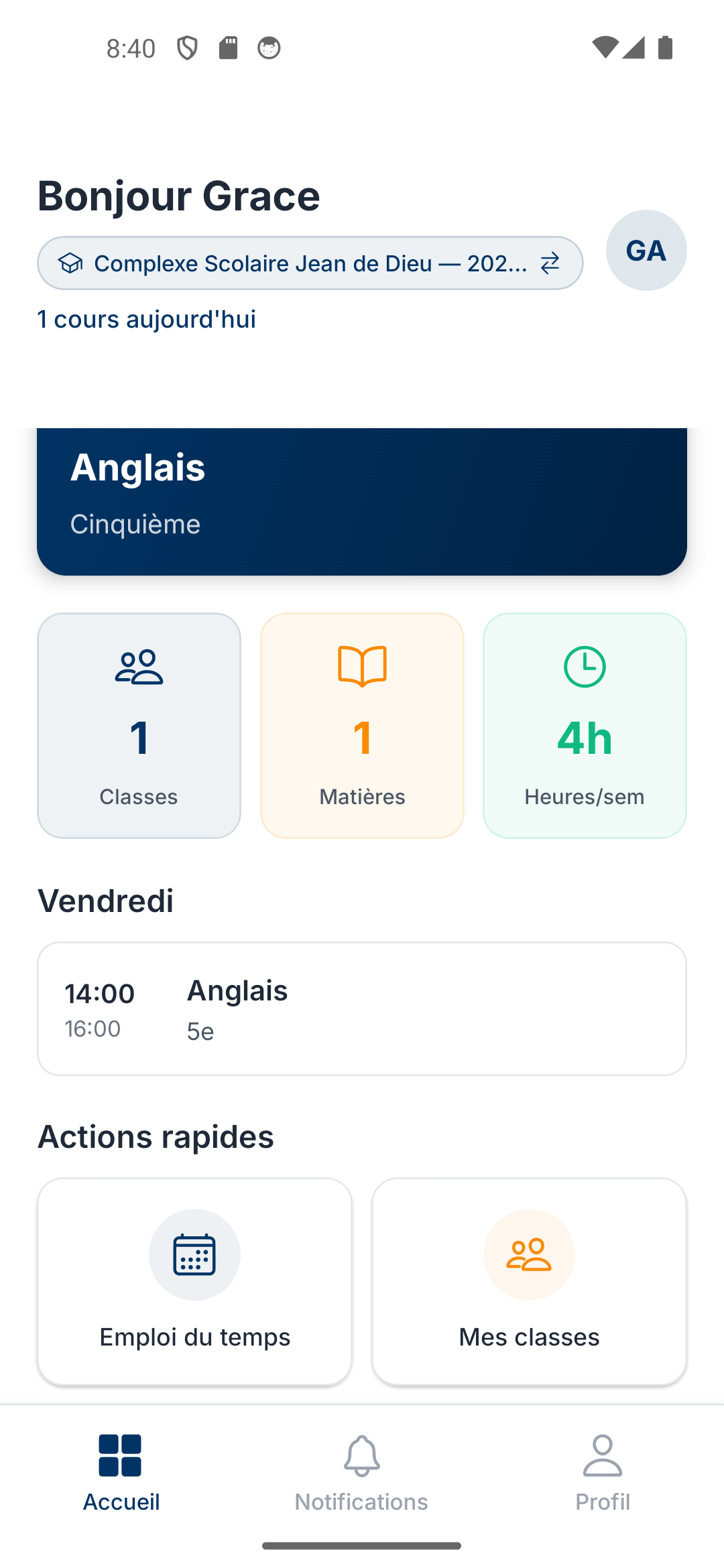Application mobile EduLive pour les enseignants